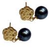 18k yellow gold black pearl earrings