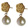 18k yellow gold white pearl earrings