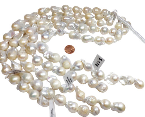 18x25mm Bead Nucleated Large Sized Baroque Pearl Strands with High Luster and Nice Shape
