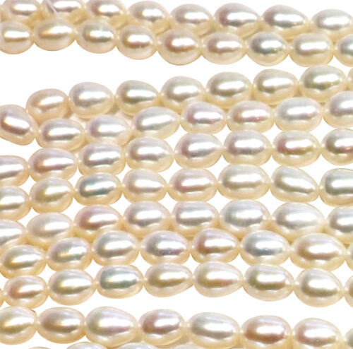 High Luster Gem Quality 7-9mm Rice Oval Shaped AAA Pearl Strand