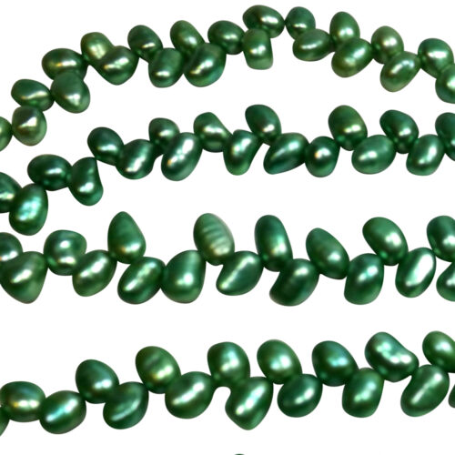 Green colored top drilled pearl strands