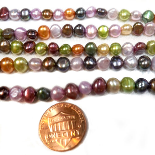 multi-colored 6-7mm baroque pearl strands