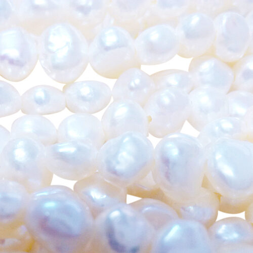 6-7mm Baroque Pearl Strands in White, 1.3mm Larger Hole