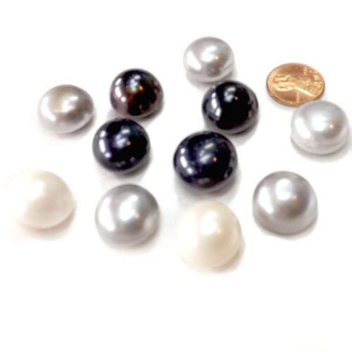 White, grey and black colored 17-18mm huge button pearls