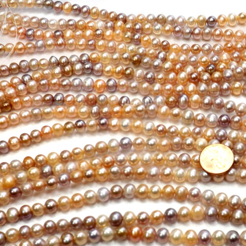 Peachy Pink 8mm Button FW Pearl Strand Gorgeous 104476 