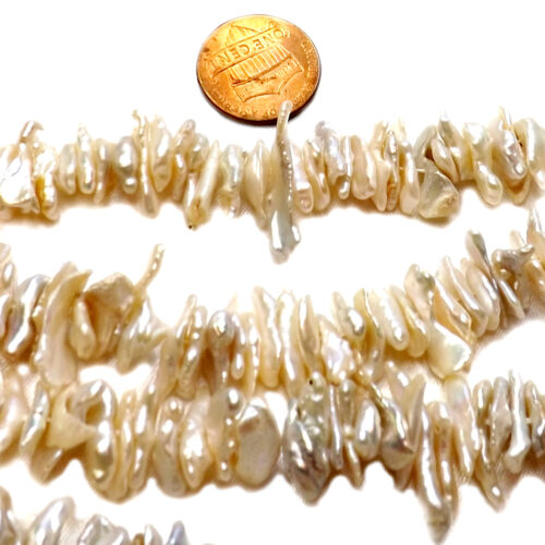 7-9mm Cornflake or Keshi Pearls on Temporary Strand Center Drilled