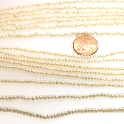 2-3mm button pearl strands in white