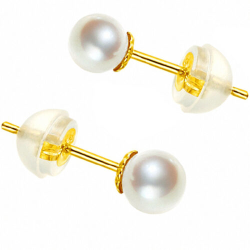 14K Gold Japanese 5-5.5mm Akoya AAA- Round Pearl Studs Earrings