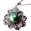 Large 925 Sterling Silver Tahitian Green Pearl Pendant