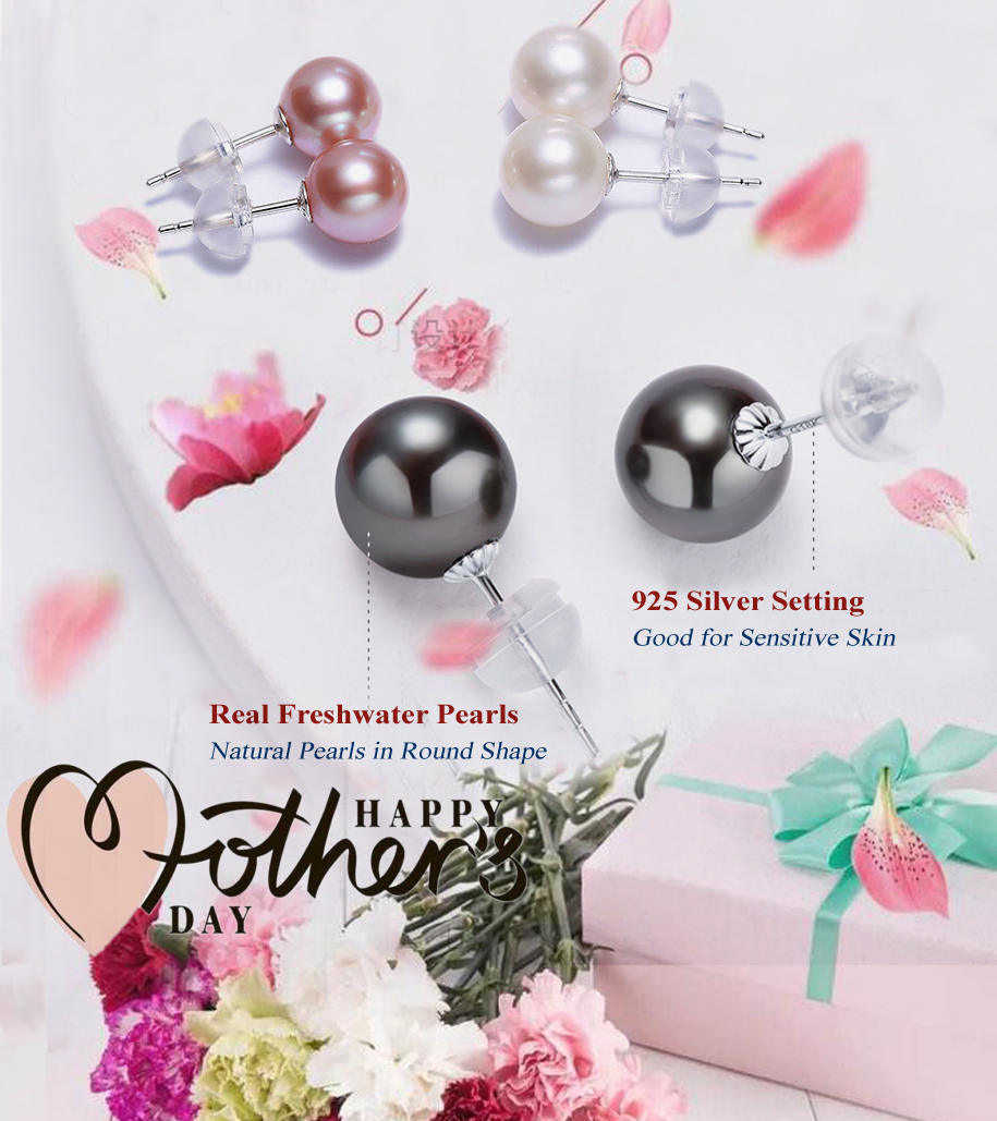 mother's day pearl earrings in sterling silver