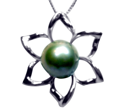Simple Elegant Large 925 Sterling Silver Flower Shaped Pearl Pendant