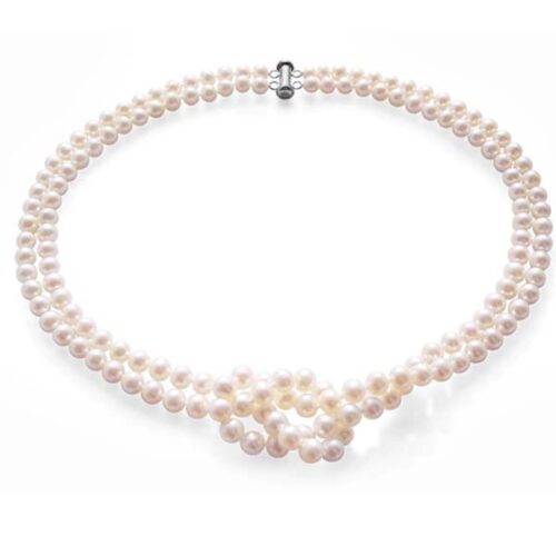 6-7mm round pearl necklaces in 2 rows