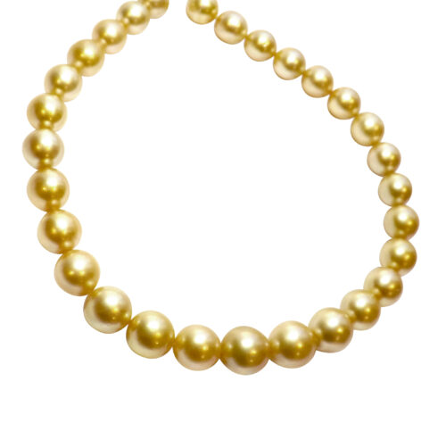 Huge 12-15mm Authentic Golden South Sea High Quality Truly ROUND Pearl Necklace