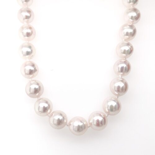 White japanese akoya pearl necklace 14k gold