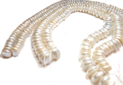 White Center Drilled Round Coin Pearl Strand