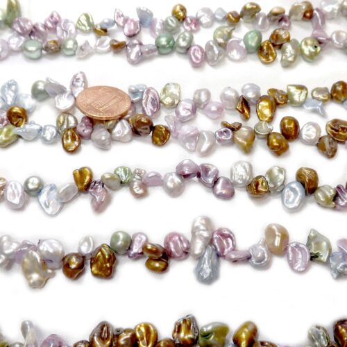 Rose Petal From 11x8x4mm to 22x8x3mm Creamy White Keishi FW Pearl Strand 109945D