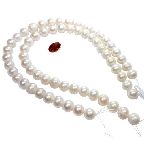 12-16mm graduated near round white pearl strands