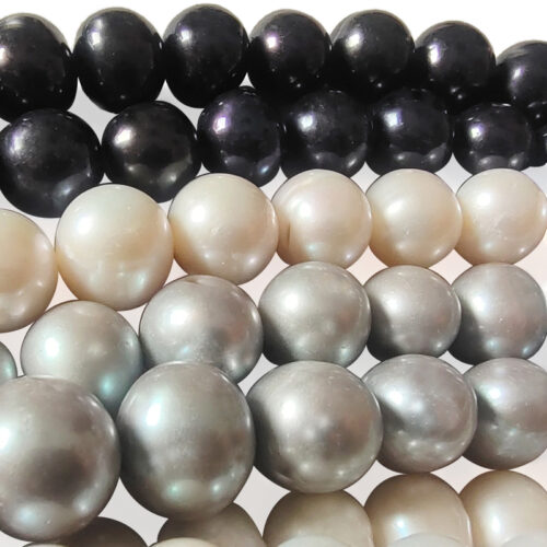12-16mm large potato pearl strands in black white and grey color