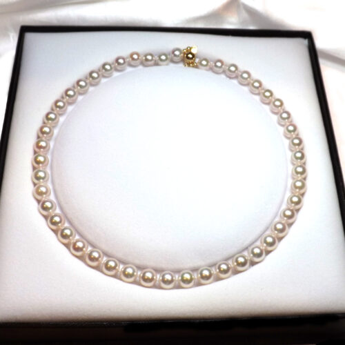 8-8.5mm Akoya HIGH AAA Quality 18″ Pearl Necklace 14KG clasp