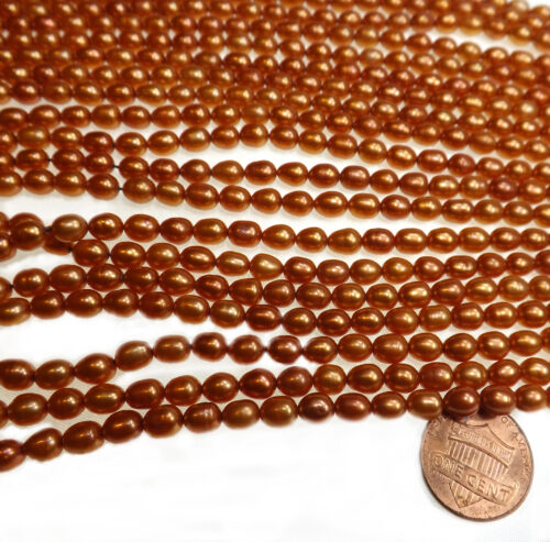4-5mm High Quality Real Pearls Strand in Bronze Color