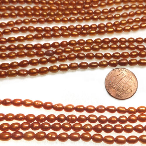 4-5mm High Quality Real Pearls Strand in Bronze Color