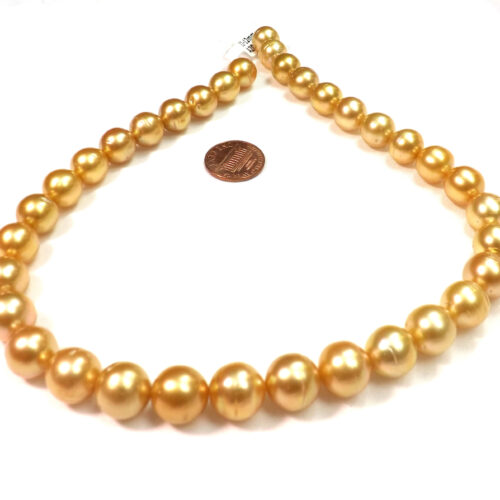 12-13mm round golden south sea pearl necklace