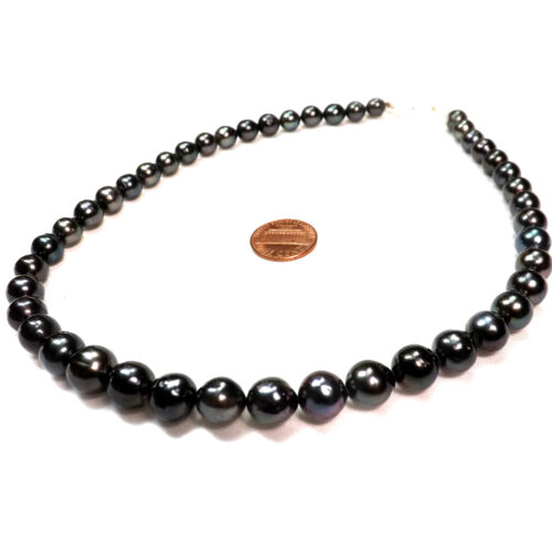 8-11mm Big Tahitian black Round Pearls 14KY Gold Clasp.