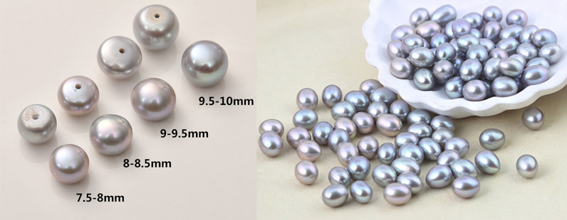 loose grey pearls in button or rice shape
