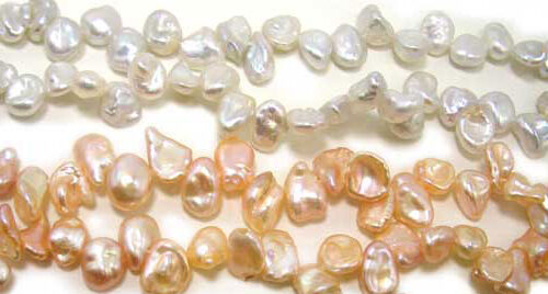 White and Pink 5-7mm Keshi Seed Pearl String