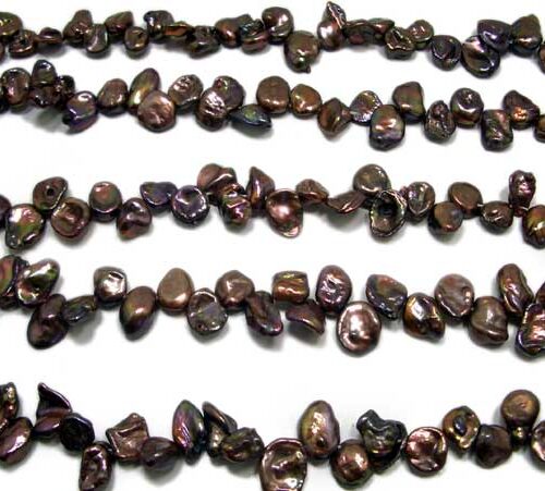 Chocolate Brown Keshi Pearls on Temporary String