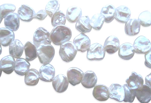 Large Thin 12-13mm White Keshi Pearl Strand