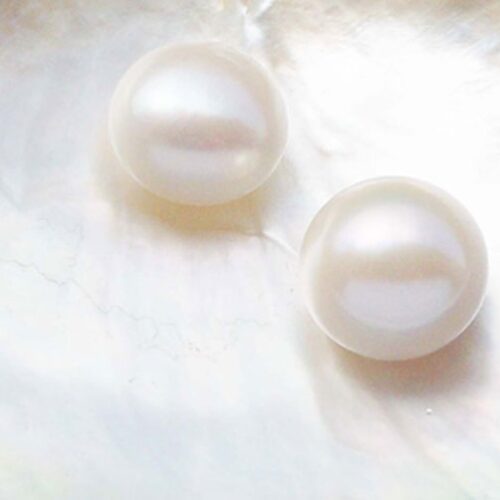 White Large 14-15mm AA+ Loose Button Pearl, Half-Drilled