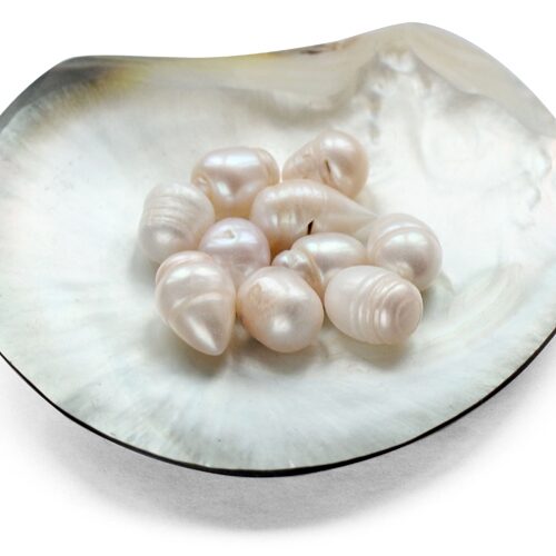 12-13mm Untreated Loose Drop Pearls with Natural Dents, Sold by Ounce