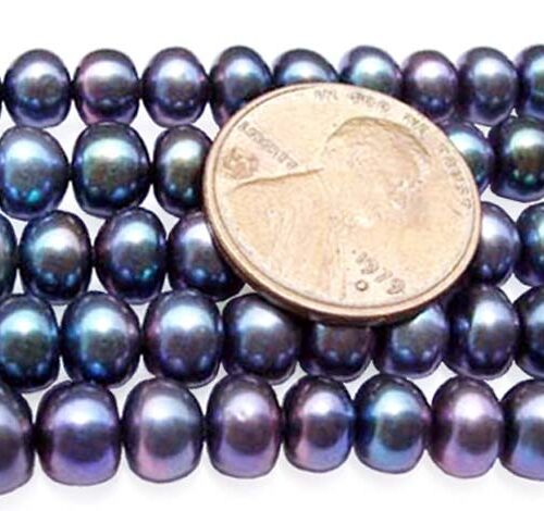 Black 6-7mm Button Pearl Strand