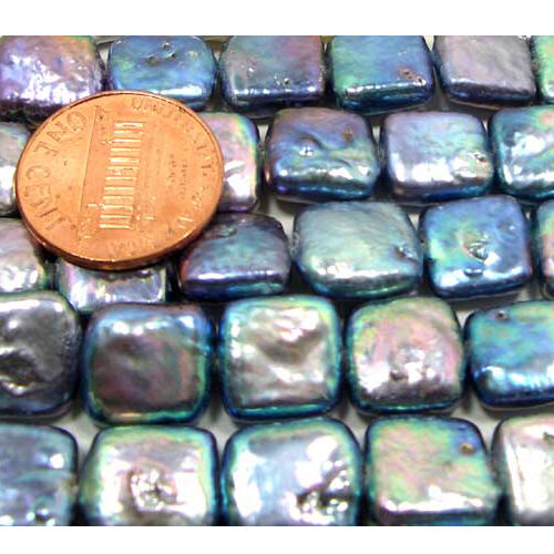 Black Square Coin Pearl Strand