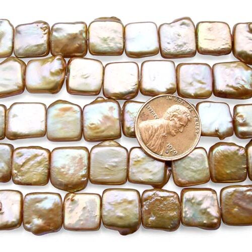 Chocolate 11.5mm Square Coin Pearl Strand