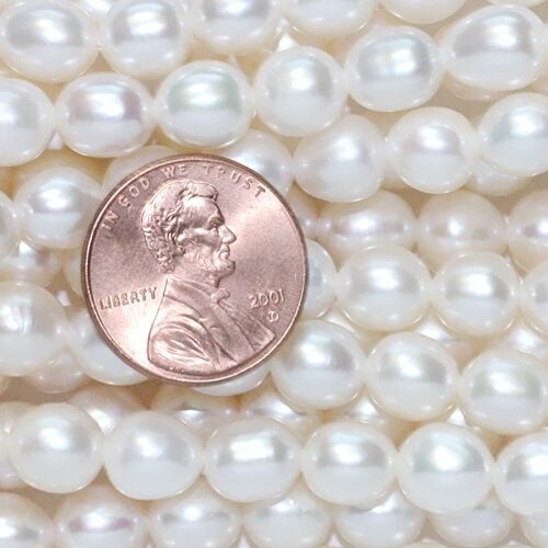 White 7-8mm Rice Shaped Pearl Strand