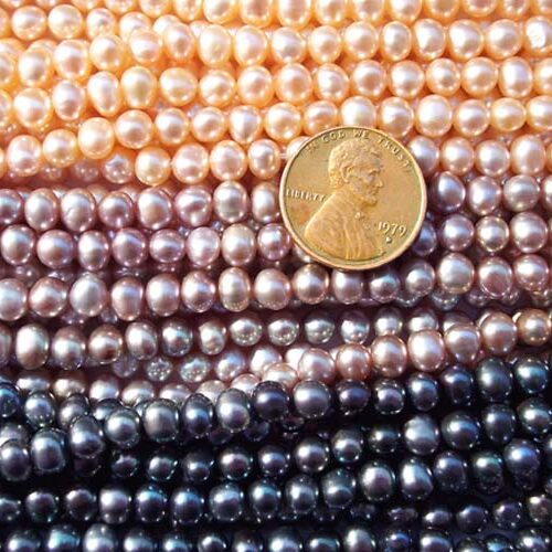 Pink, Mauve and Black 5-6mm Semi-Round Pearl Strands