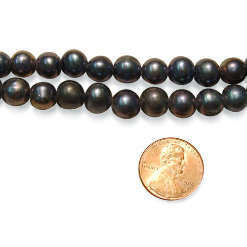 Black 9-10mm Side Drilled Potato Pearl Strand with 1.7mm or 2.3mm Holes