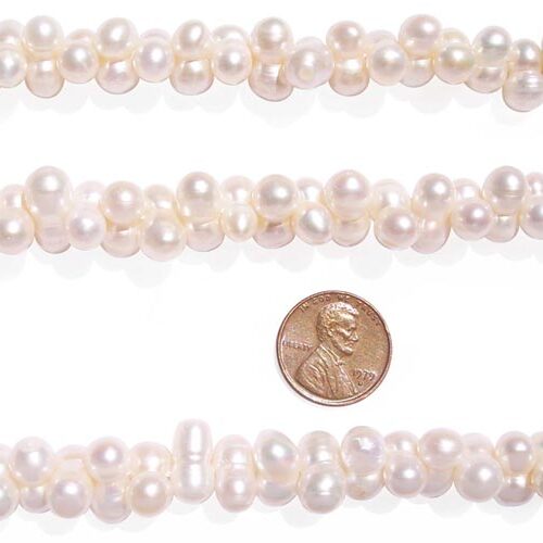White 7x14mm Center Drilled Peanut Pearl Strand