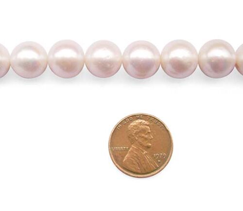 White Rare 11-12mm Round Pearls on Temporary Strand