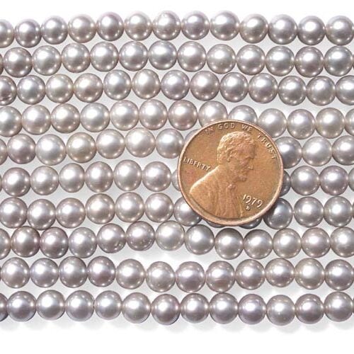 Grey 5-6mm Round Pearl Strand