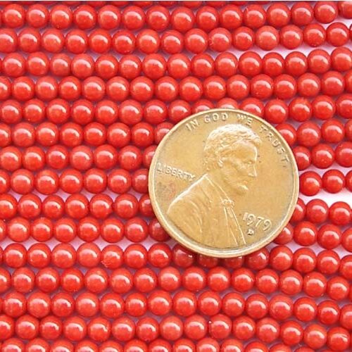 3-4mm Round Coral Beads on Temporary Strand