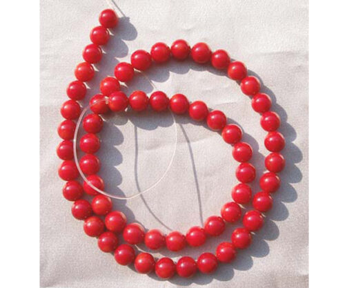 7mm Round Coral Beads on Temporary Strand in Red
