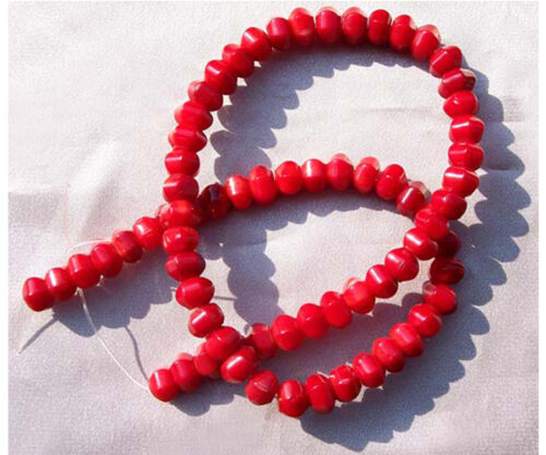 6x8mm Red Coral Beads on Temporary Strand