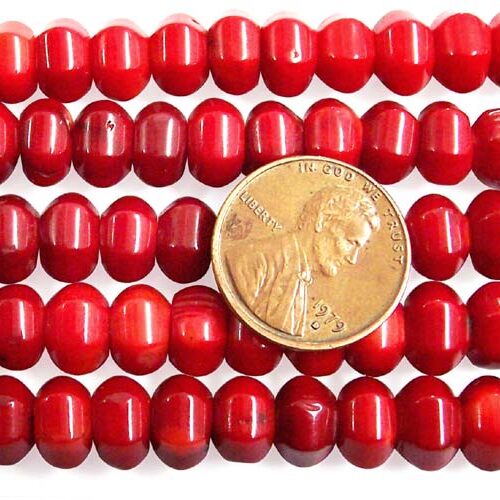 Red 6x8mm Coral Beads on Temporary Strand