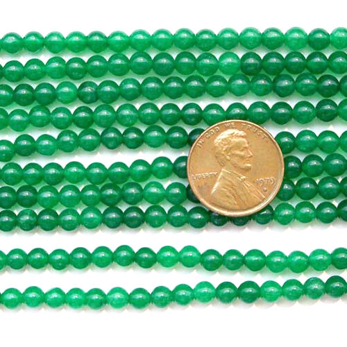 Light Green 4mm Round Jade Beads on Temporary Strand