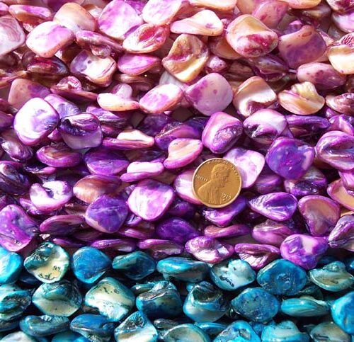 Lavender, Violet and Royal Blue Irregular Mother of Pearl Strands