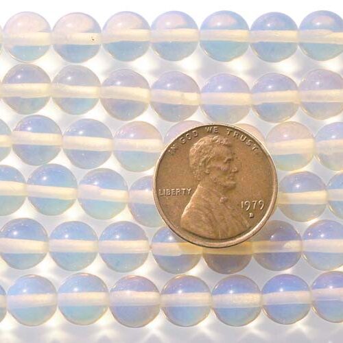 White 8mm Round Opal Glass Beads on Temporary Strand