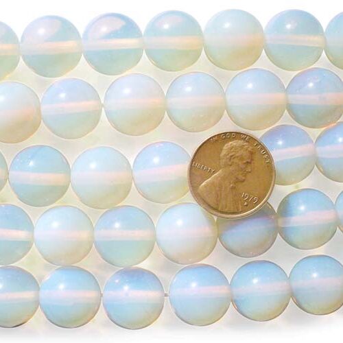 14mm Round Opal Glass Beads on Temporary Strand